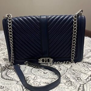 Rebecca Minkoff Navy Quilted Chain Shoulder Bag